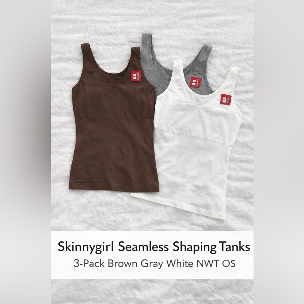 Multipack Skinnygirl Chocolate Brown and grey and white Seamless Shaping Tank